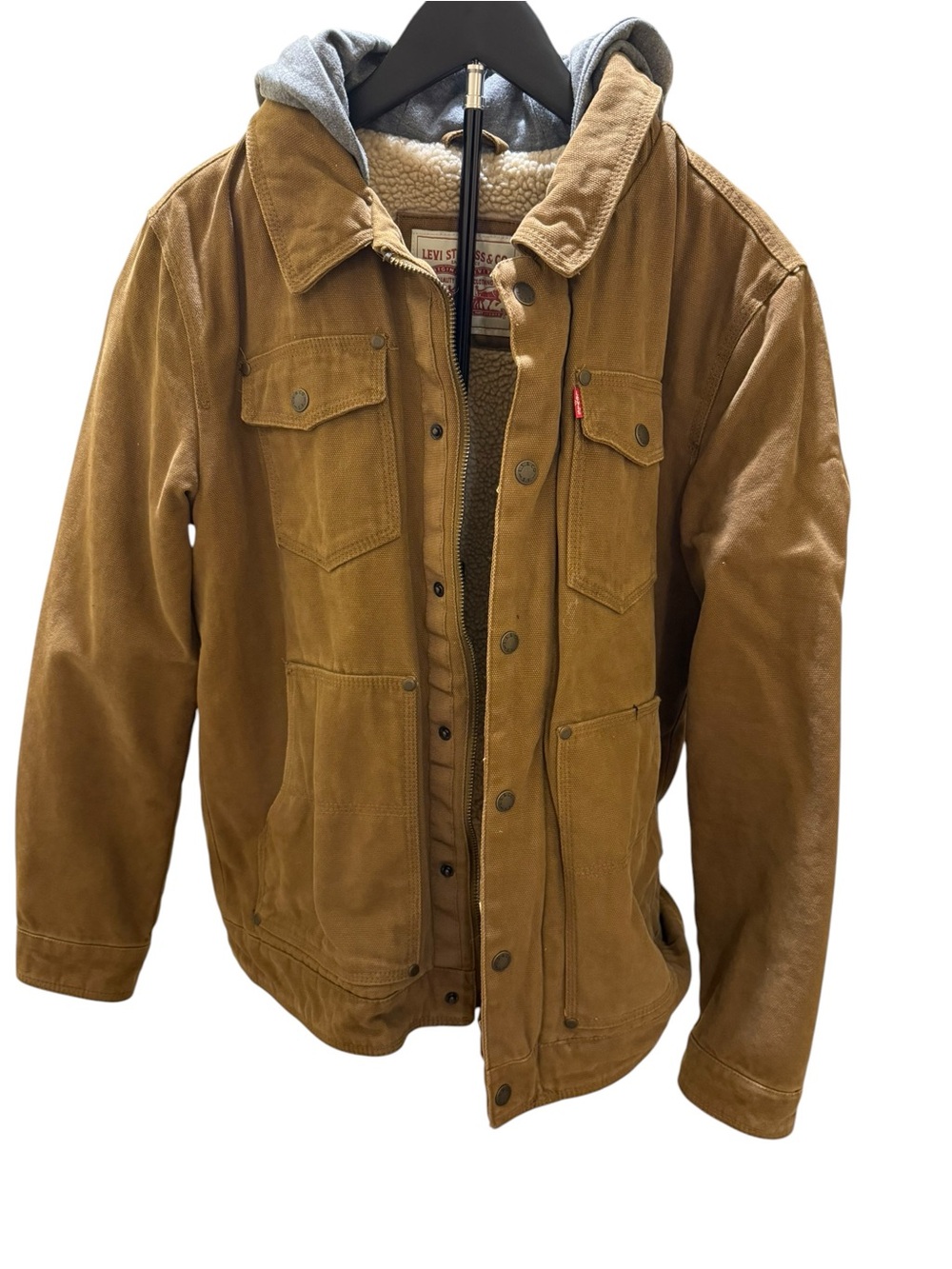Levi's Brown Tan Work Jacket with Removable Gray Hood